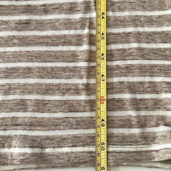 James Perse Sz 1 Striped Ruched Maxi Dress Taupe Stretch - Picture 6 of 7